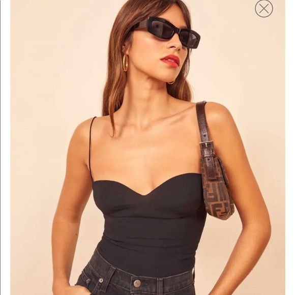 Reformation Tops - Reformation 0 Liza Bustier Black Camisole Top Tie Straps